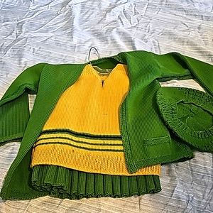 Wool suit dress with matching cap . Vintage 90 years old